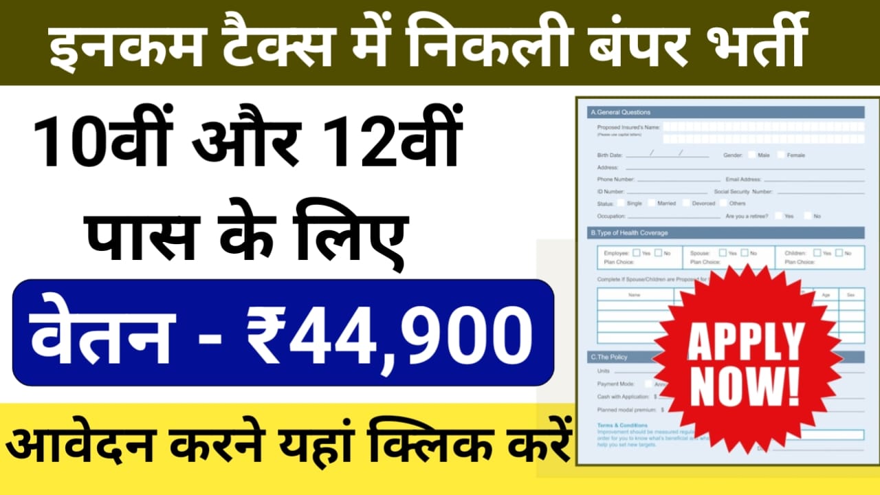 Income Tax Vacancy आयकर विभाग में निकली बंपर वैकेंसीआवेदन की प्रक्रिया शुरू